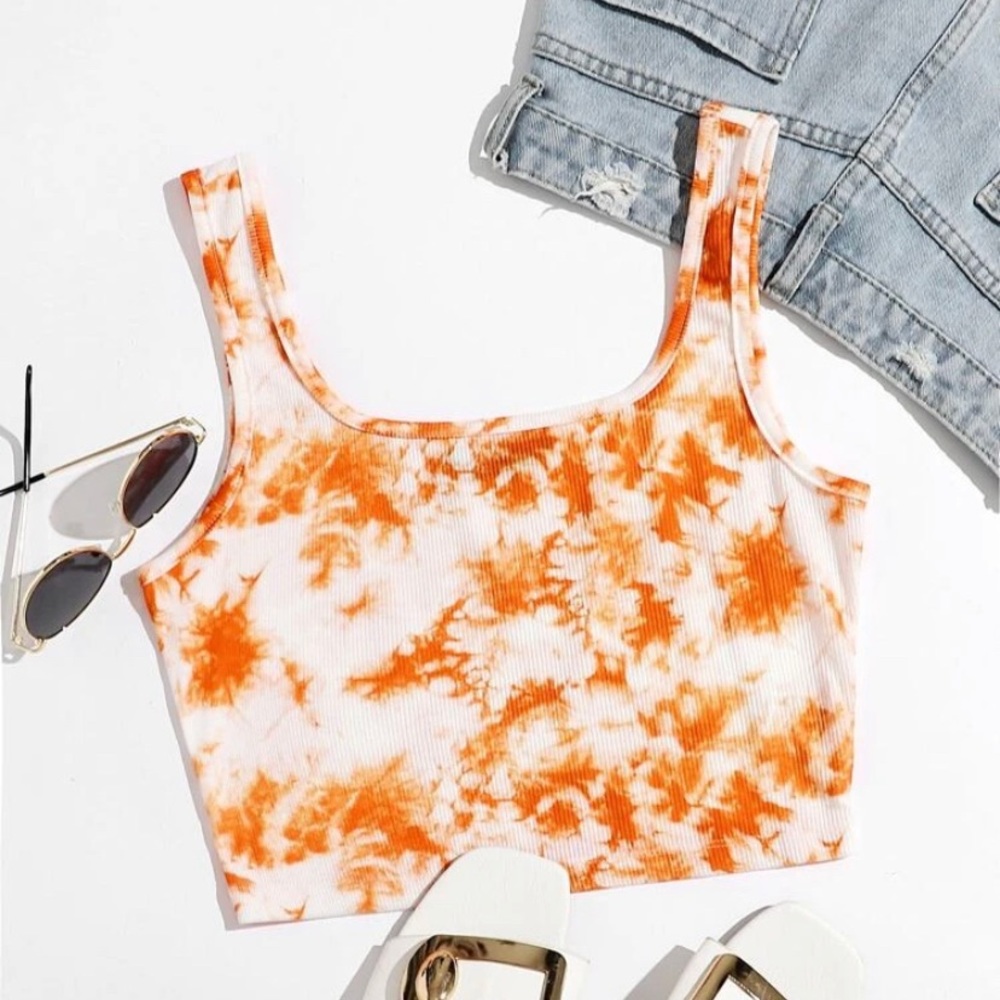 🌵rib knit tie dye crop tank top